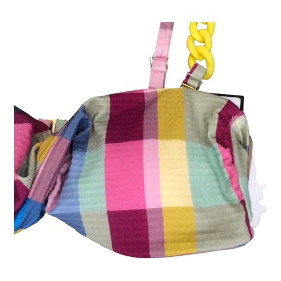 Gianni Bini x Jess Southern Garden Plaid Twist Bandeau Bikini Top Multicolor XS - Picture 6 of 15